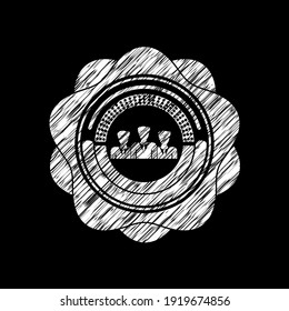 Business-Teamwork-Icon in einem Chalkboard-Emblem auf einer Tafel geschrieben. 
