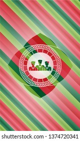 business teamwork icon inside christmas badge.