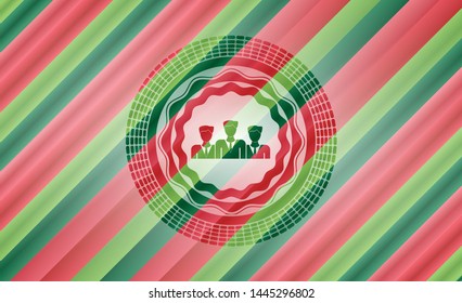 business teamwork icon inside christmas colors badge.