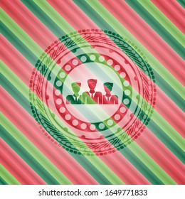 business teamwork icon inside christmas style emblem.