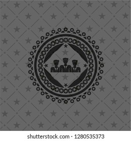 business teamwork icon inside dark emblem. Retro