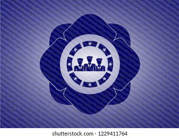 business teamwork icon inside denim background