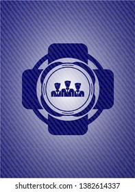 business teamwork icon inside denim background