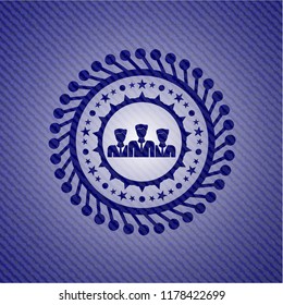 business teamwork icon inside emblem with jean background