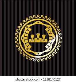 business teamwork icon inside gold shiny emblem