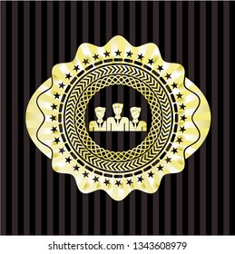 business teamwork icon inside gold badge or emblem