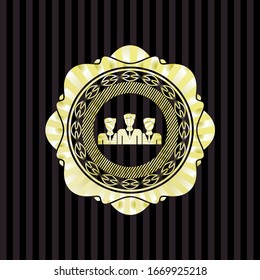 business teamwork icon inside gold badge or emblem