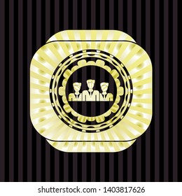 business teamwork icon inside golden emblem or badge