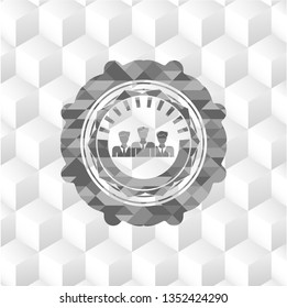 business teamwork icon inside grey emblem with cube white background