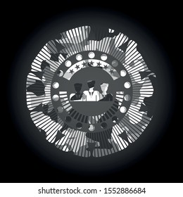 business teamwork icon inside grey camo texture