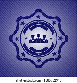 business teamwork icon inside jean background