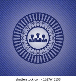 business teamwork icon inside jean background