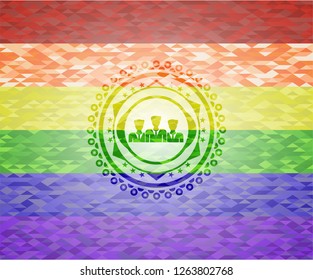 business teamwork icon inside lgbt colors emblem 