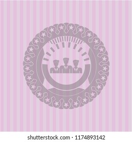 business teamwork icon inside pink icon or emblem