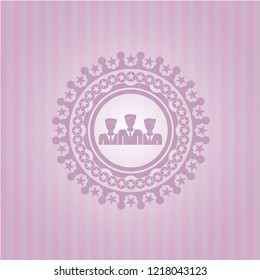 business teamwork icon inside pink icon or emblem