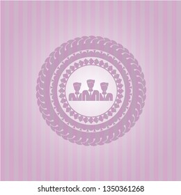 business teamwork icon inside pink icon or emblem