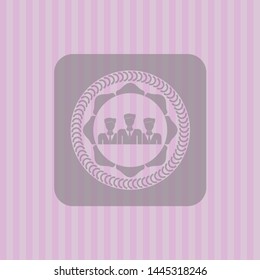business teamwork icon inside pink emblem