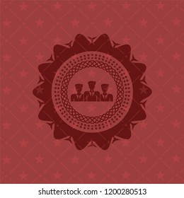 business teamwork icon inside realistic red emblem