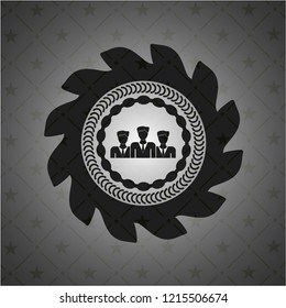 business teamwork icon inside realistic black emblem