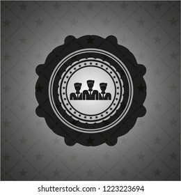 business teamwork icon inside realistic black emblem