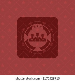 business teamwork icon inside red emblem