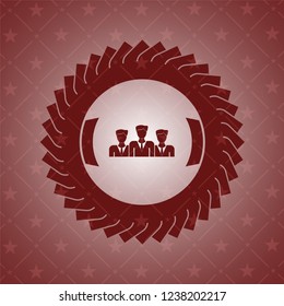 business teamwork icon inside red emblem. Retro