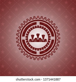 business teamwork icon inside red emblem