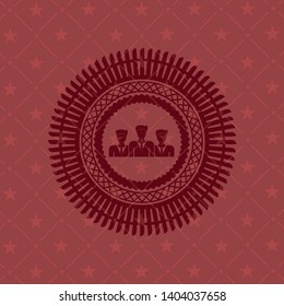 business teamwork icon inside red emblem