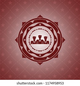 business teamwork icon inside retro red emblem