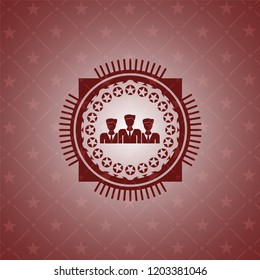 business teamwork icon inside retro style red emblem