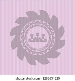 business teamwork icon inside retro style pink emblem