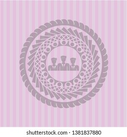 business teamwork icon inside retro pink emblem
