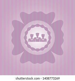 business teamwork icon inside retro style pink emblem