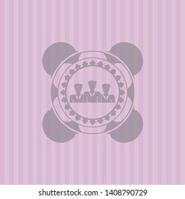 business teamwork icon inside retro style pink emblem