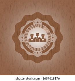 business teamwork icon inside retro style wood emblem