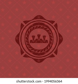 business teamwork icon inside retro red emblem. 