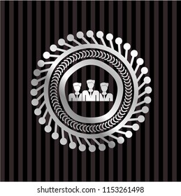 business teamwork icon inside silver badge