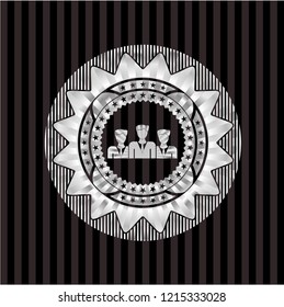 business teamwork icon inside silver shiny emblem