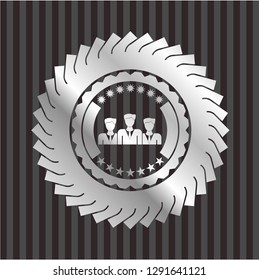 business teamwork icon inside silver badge or emblem