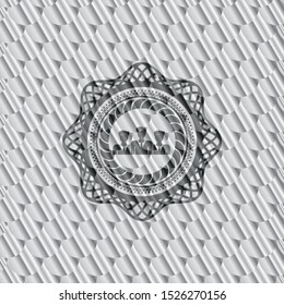 business teamwork icon inside silver badge. Scales pattern. Vector Illustration. Detailed.