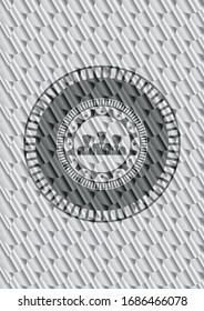 Business-Teamwork-Symbol in silberfarbenem Emblem oder Abzeichen. Skaliert Muster. Vektorillustration Illustration. Detaillierte Angaben.