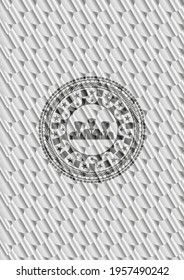 business teamwork icon inside silver badge. Scales pattern. Vector Illustration. Detailed. 