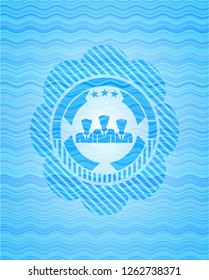 business teamwork icon inside water wave representation style badge.