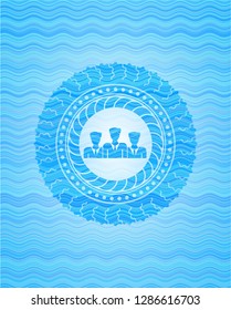 business teamwork icon inside water concept style badge.