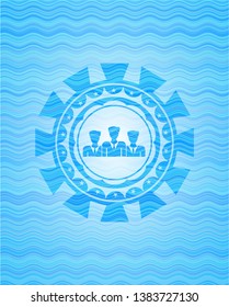 business teamwork icon inside water style emblem.