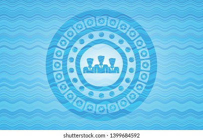 business teamwork icon inside water concept emblem background.