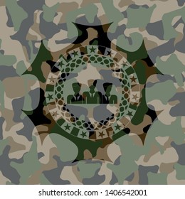 business teamwork icon on camouflage pattern