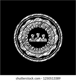 business teamwork icon on chalkboard