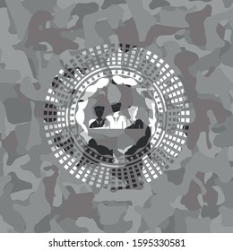 business teamwork icon on grey camo pattern