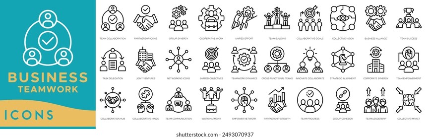 Business Teamwork icon. Team Collaboration, Partnership , Group Synergy, Cooperative Work, Unified Effort, Team Building, Collaborative Goals, Collective Vision, Business Alliance and Team Success